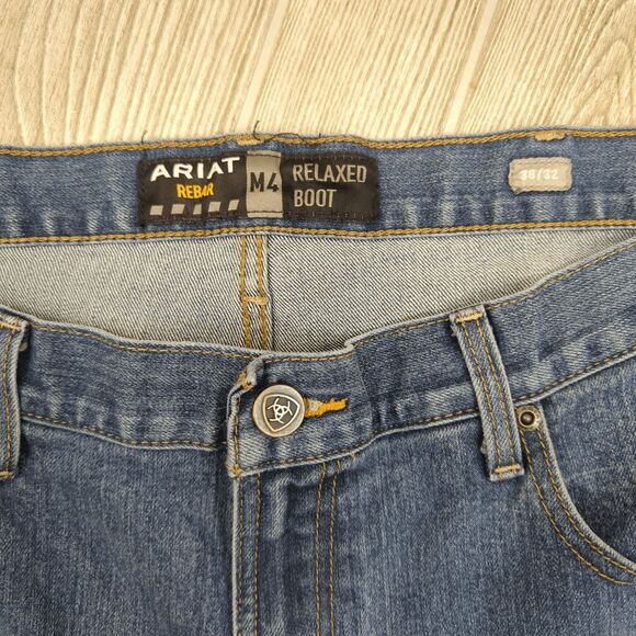 Ariat Men's 38x32 Rebar M4 Relaxed Fit Bootcut Jeans with Loop Lock - Picture 4 of 9
